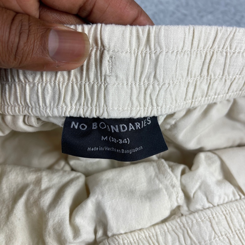 No Boundaries Mens Cream Beige Elastic Waist Drawstring Shorts Size M 32-34 - Picture 2 of 11